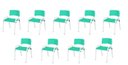 Ver imagem 1 de Kit 9 Cadeiras Infantil Iso, Escola, Base Branco- Verde Água