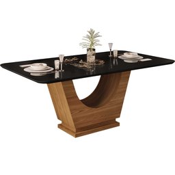Mesa de Jantar Flora Tampo Chanfrado Curvo 170x90cm Dj Móveis - 1