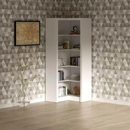 Armário Estante de Canto Aberto com 6 Prateleira Branco Escritório Home Office Branco Me4132 - 3