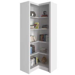 Armário Estante de Canto Aberto com 6 Prateleira Branco Escritório Home Office Branco Me4132 - 4