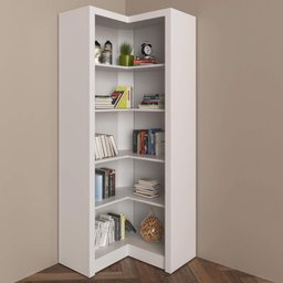 Armário Estante de Canto Aberto com 6 Prateleira Branco Escritório Home Office Branco Me4132 - 6