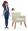 Ver imagem 4 de Poltrona Decorativa Cecília Suede Bege Pés Madeira Mz Decor