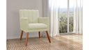 Ver imagem 3 de Poltrona Decorativa Cecília Suede Bege Pés Madeira Mz Decor