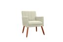 Ver imagem 1 de Poltrona Decorativa Cecília Suede Bege Pés Madeira Mz Decor