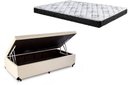 Ver imagem 1 de Cama Box Baú Solteiro Conforto Sintético Bege + Colchão Solteiro Conforto Espuma D33 30x88x188