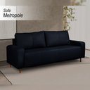 Ver imagem 2 de Sofá Decorativo Sala de Estar Metropole 3 Lugares 200cm Couro Azul Marinho - Mozzelar