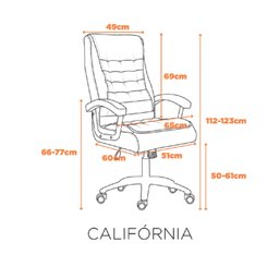 Cadeira Escritório Presidente Ergonômica NR17 Corino Mola Ensacada - 5