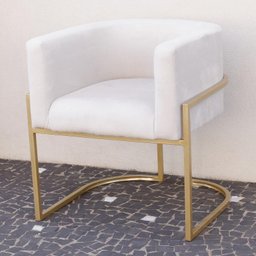 Poltrona Elegance Pé Dourado Assento Off White 72x68x63cm - 4
