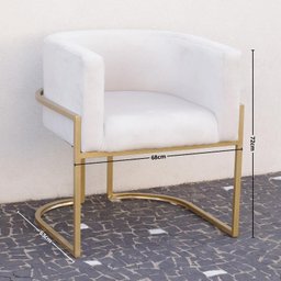 Poltrona Elegance Pé Dourado Assento Off White 72x68x63cm - 2