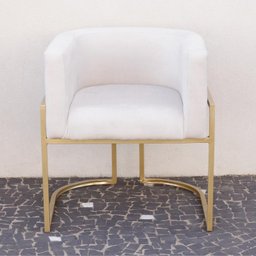 Poltrona Elegance Pé Dourado Assento Off White 72x68x63cm - 3