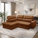 Ver imagem 3 de Sofá 3 Lugares Retrátil Reclinável Chaise Esquerdo 243cm Solin F04 Veludo Terracota - Lyam Decor