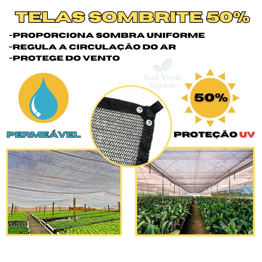 Sombrite 50% Hortas 2x6 Acabamento + Kit Instalação - 2