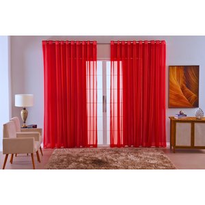 Cortina Sala Quarto Voal Liso Delicate 400x2,80 Transparente:vermelho