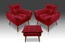 Ver imagem 1 de Kit 2 Poltronas Opala + 1 Puff Opala Suede Vermelho - Tucanos Estofados