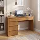 Ver imagem 1 de Escrivaninha Mesa de Escritório 100% MDF com 5 Gavetas 45 x 136cm Marrom Naturalle Casuá Berlim