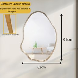 Espelho Orgânico Boreal com Borda em Lamina Madeira Natural - 7