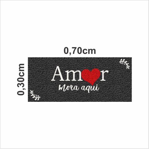 Tapete Emborrachado Amor Mora Aqui 70x30 Cm Varias Cores.:grafite