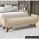 Ver imagem 2 de Puff Recamier Calçadeira 195cm Base Madeira Neville P02 Bouclé Bege - Mpozenato