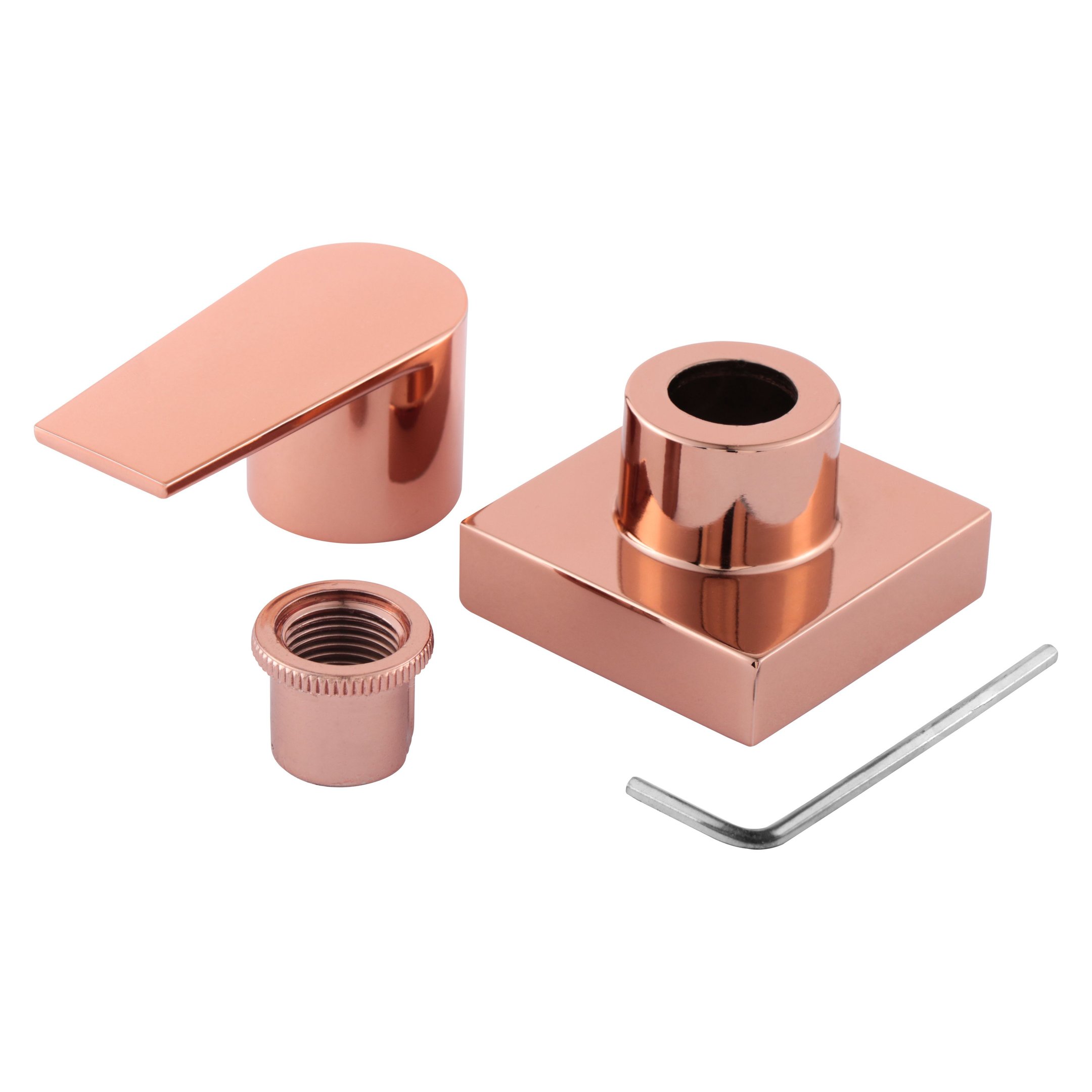 Kit 4 Acabamento para Registro Quadrado Alavanca Rose Gold Brilhante Chuveiro Banheiro Padrão Deca - 5