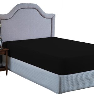 Lençol Queen Size 400 Fios Poliéster com Elástico Revenda:preto