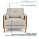 Ver imagem 5 de Kit 2 Poltronas Linho Premium com Couro Base Madeira Maciça Inova