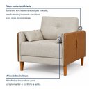 Ver imagem 7 de Kit 2 Poltronas Linho Premium com Couro Base Madeira Maciça Inova