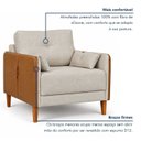 Ver imagem 4 de Kit 2 Poltronas Linho Premium com Couro Base Madeira Maciça Inova