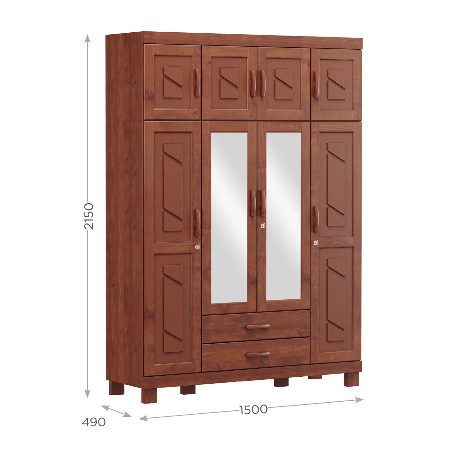 Guarda Roupa Modulado com Espelho 8 Portas 2 Gavetas Cobre Finestra - 4