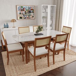 Conjunto Mesa de Jantar Tampo Vidro e MDF 1,80m e 6 Cadeiras Tiê CabeCasa MadeiraMadeira - 1