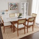 Ver imagem 3 de Conjunto Mesa de Jantar Tampo Vidro e MDF 1,80m e 6 Cadeiras Tiê CabeCasa MadeiraOriginals Marrom