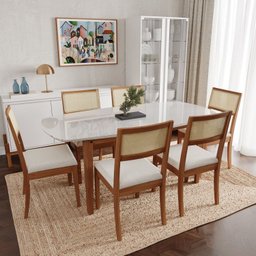 Conjunto Mesa de Jantar Tampo Vidro e MDF 1,80m e 6 Cadeiras Tiê CabeCasa MadeiraOriginals - 3 Conjunto Mesa de Jantar Tampo Vidro e MDF 1,80m e 6 Cadeiras Tiê CabeCasa MadeiraOriginals - 3