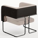 Ver imagem 7 de Poltrona Decorativa Scarlett D02 Base Aço Preto Corano Preto C-05 Linho Bege C-107 - Lyam Decor