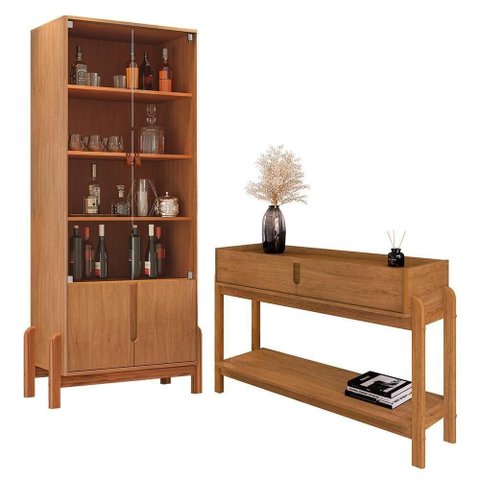 Sala de Jantar Lizz com Cristaleira e Aparador Cedro - Casa D Cedro