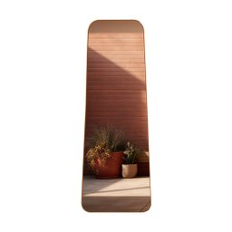 Espelho Grande Corpo Inteiro Geométrico C/ Moldura em Couro 3cm 170x70cm - Mod. Tetris Caramelo - 6