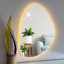 Ver imagem 1 de Espelho Orgânico Lapidado com Led 57x37cm Led À Pilha ou Fonte:branco Quente Pilha