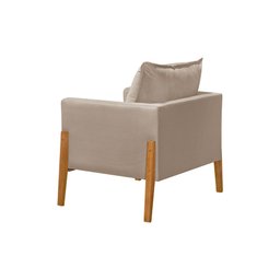Kit 2 Poltronas Living Base e Pés em Madeira Maciça Madagascar Veludo Bege - 5 Kit 2 Poltronas Living Base e Pés em Madeira Maciça Madagascar Veludo Bege - 5