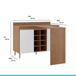 Cozinha de Canto Completa Modulada com Bancada Ilha Gourmet A04S - 7 Cozinha de Canto Completa Modulada com Bancada Ilha Gourmet A04S - 7