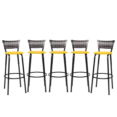 Kit 5 Banquetas Alta para Cozinha Junco Degradê Bancada Bistrô Balcão Ilhas Área Gourmet Piscina