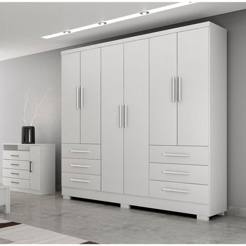 Guarda Roupa Casal MDP Dakar 6PTS 6GAV Branco