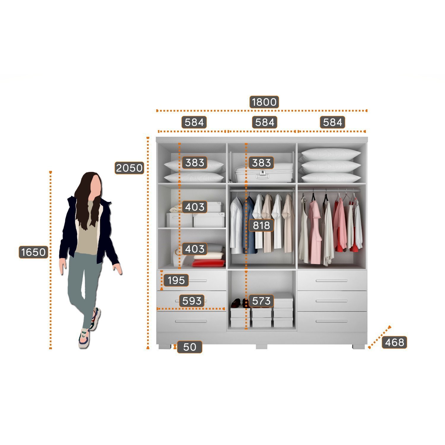 Guarda Roupa Casal 6 Portas 6 Gavetas Dakar  - 4