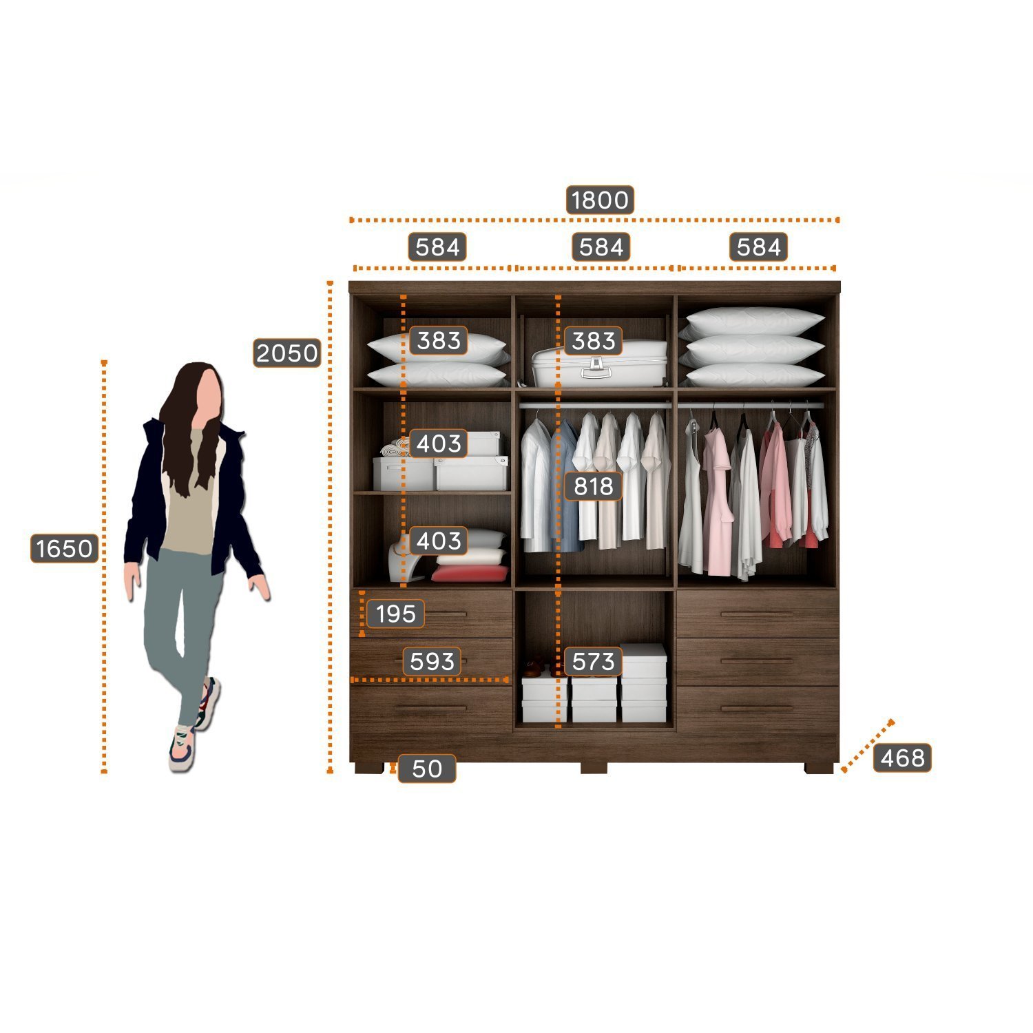 Guarda Roupa Casal 6 Portas 6 Gavetas Dakar Novo Horizonte - 4