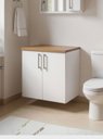 Ver imagem 1 de Gabinete para Banheiro 60cm MDF Freijo com Branco Paris - On Móveis