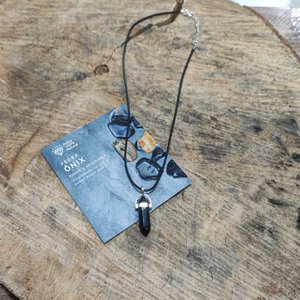 Colar com Pedra Natural - Proteção Prosperidade Sabedoria - Pedra Cristal Ônix