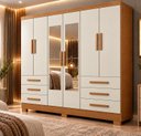 Ver imagem 1 de Guarda Roupa Casal MDP Dakar 6PTS 6GAV com Espelho Cinamomo com Fendi Marrom