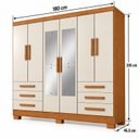 Ver imagem 4 de Guarda Roupa Casal MDP Dakar 6PTS 6GAV com Espelho Cinamomo com Fendi Marrom