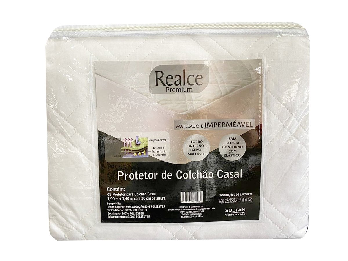 Capa Protetora de Colchão Impermeável Casal Sultan Matelado Realce Premium Branco - 5