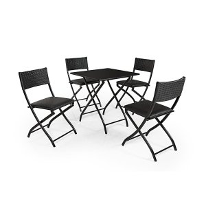 Jogo Mesa Preto Dobravel C/ 4 Cadeiras Dobravel Preto