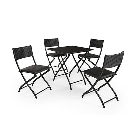 Jogo Mesa Preto Dobravel C/ 4 Cadeiras Dobravel Preto