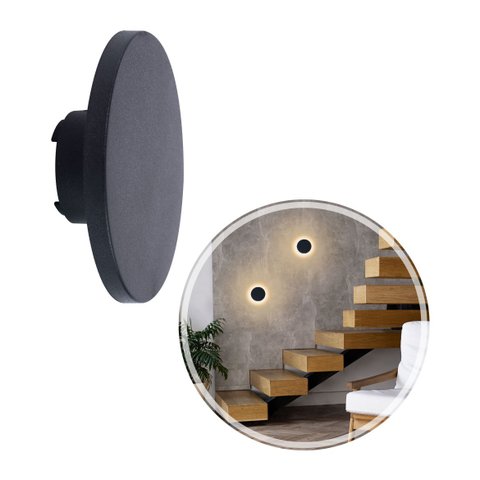 Arandela Balizador Disco Sobrepor Pt Led 6w Branco Quente Delis St2890