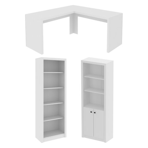 Conjunto para Escritório Branco 3 Peças Tecnomobili